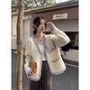 Color-Block Faux Mink Fur Sweater Coat - Korean Style Soft Knit Top for Women (2025)