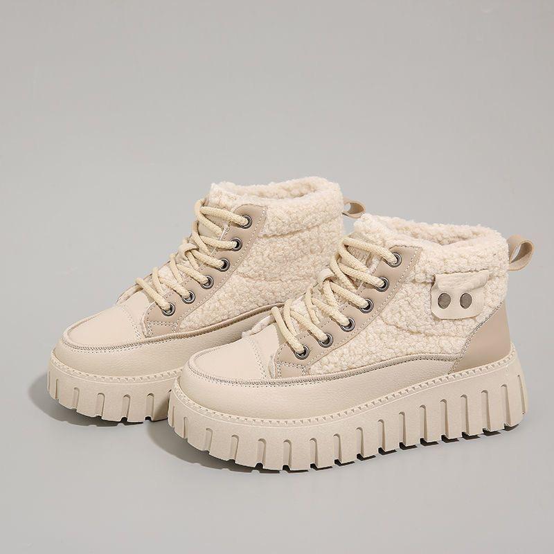 Winter Velvet High-top Snow Boots Thick-soled Heightening Thickened Thermal Cotton Shoes Casual Short Boots