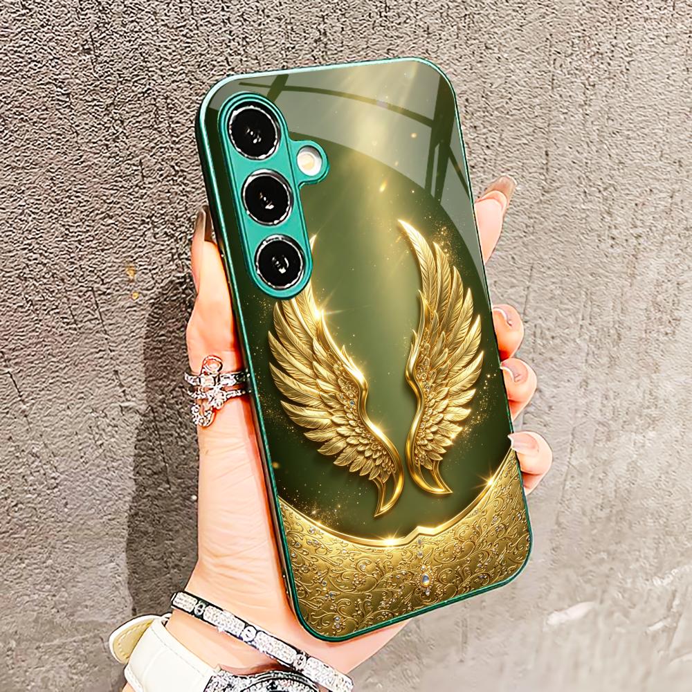 Gorgeous Golden Wings phone case glass s26 ultra case s25 ultra case for Samsung Galaxy S26 S25 S24 S23 S22 FE Ultra Plus