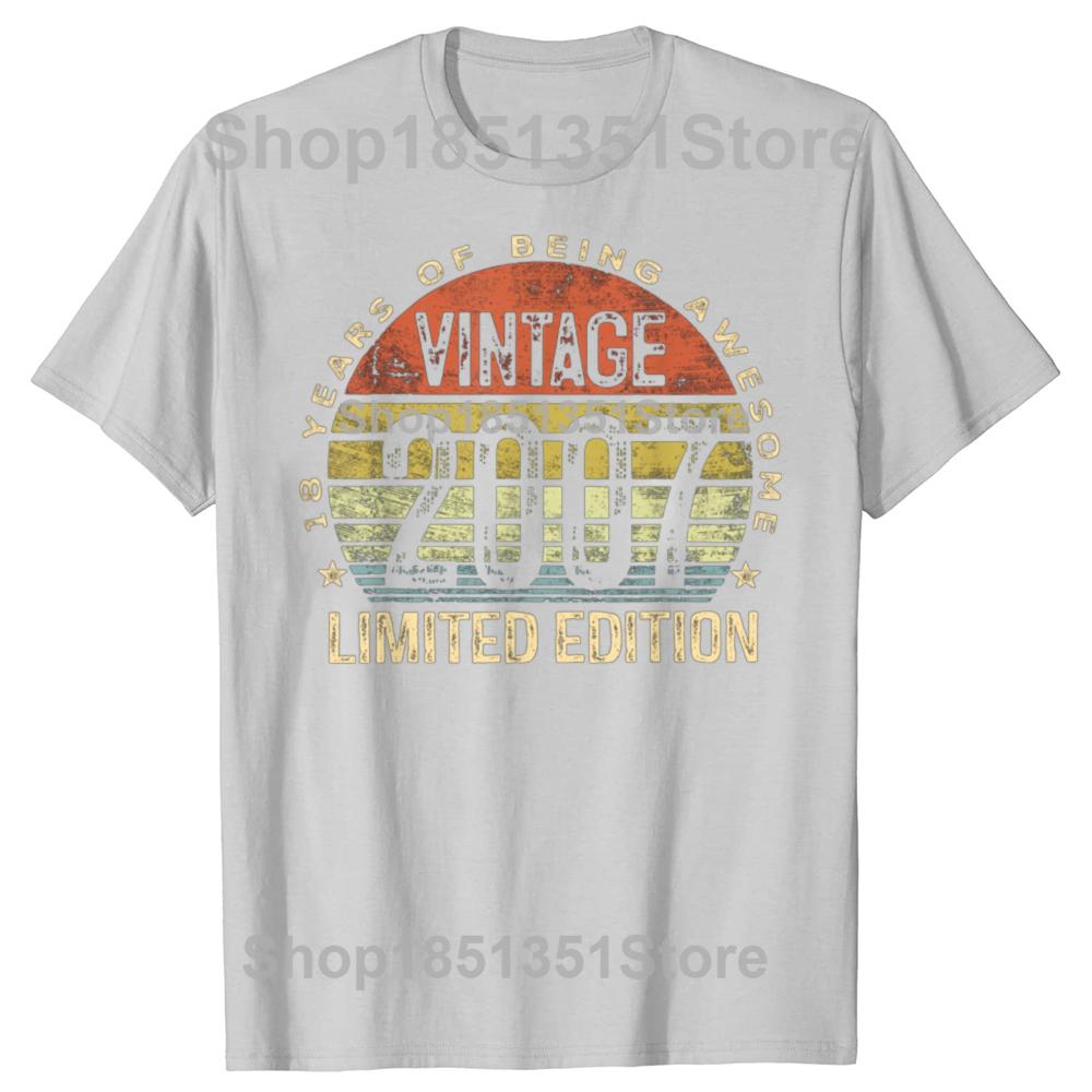 Vintage 2007 Limited Edition T-Shirt Humor Lustig Erwachsenwerden 18 Jahre Altes Geschenk 18. Geburtstag Geniales T-Shirt Kurzarm Kleidung