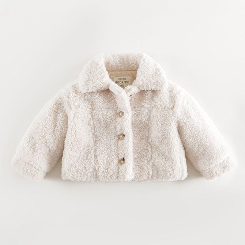 Mark Jenny Girls  Retro Lapel Faux Lamb Wool Fleece-Lined Jacket Children s Warm Cotton Coat Winter Wear 241260