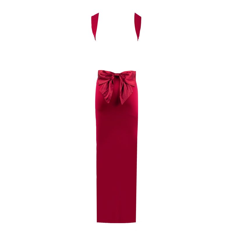 

Pure Desire Tigermist Fashion Satin Beauty Back Bows Goddess Maxi Dress Dress Birthday Ancient Military Uniform Red XS
