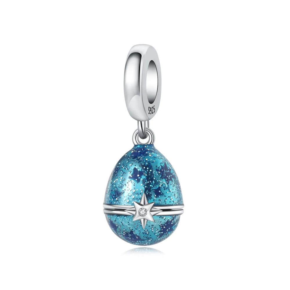 

Подвеска Шарм Бусина Медь Синие Звезды Пасхальное Яйцо Бусины Подходит для Оригинального Браслета Для Изготовления Ювелирных Изделий Подарок на День Святого Валентина