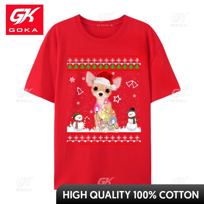 Chihuahua Christmas Dog Light Ugly Sweater TShirt Unisexs Cotton Fabric Great T Shirts Black Shirts Fashion Tees S