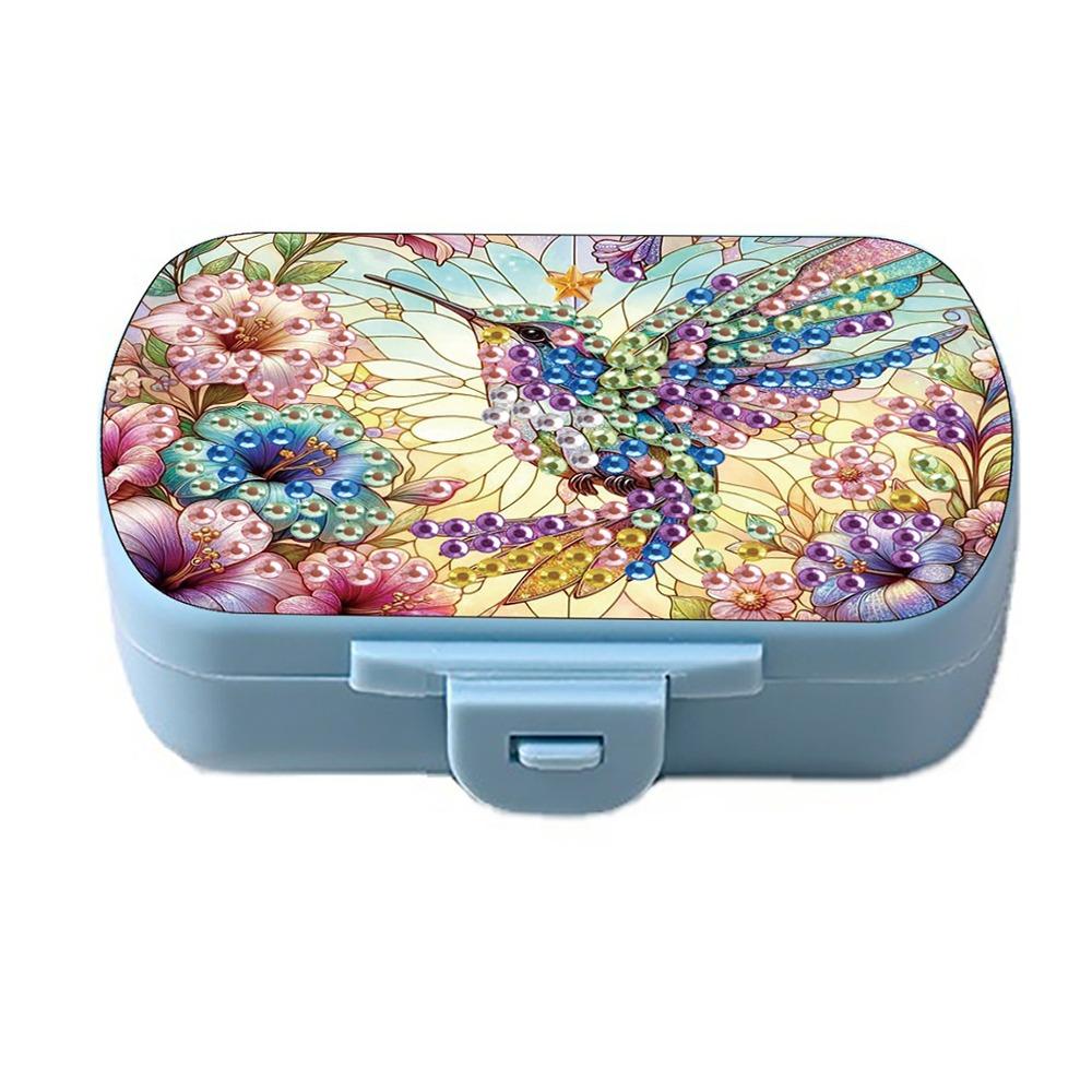 Mini 6 Grid Diamond Painting Pill Case Classification Storage Moisture-proof Pill Dispenser Portable Drug Storage Box