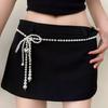 Korean Style Fresh Waist Chain Love Pendant Women's Body Jewelry Bow Pearl Waist Chain  Decoration
