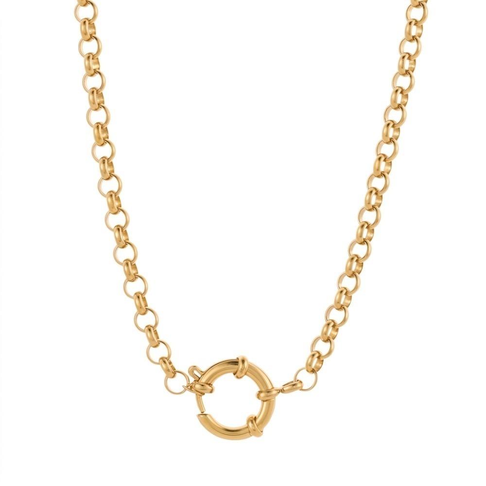 Simple Minimalist Choker Necklace Stainless Steel Collarbone Chain Circular Pendant Necklace  Gift