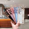 Electroplated TPU Wrist Strap Holder Back Case For Samsung Galaxy S25 S24 S23 S22 S21 Ultra + S20 FE Lens Protection Cover