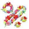 Beach Party Floral Necklace Set 4PCS Artificial Flower Lei for Adults Kids Photo Prop