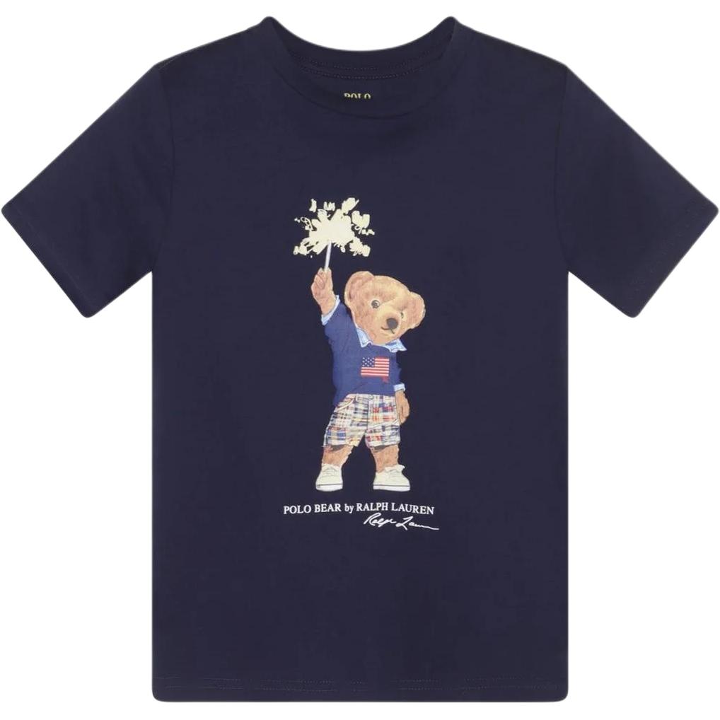 Polo Ralph Lauren T-Shirt Letter Round Neck Short Sleeve Kids Tops Navy-Blue 323979103-001