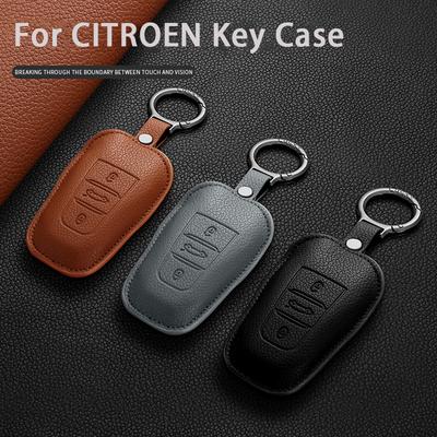 Leather Car Remote Key Case Shell For Citroen C4 C5 C6 C5 X C5 Aircross Anti-Scratch Durable Protection Decorative Accessories
