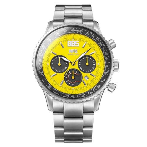 AngelClover Men s Watch, AngelClover MF Ghost Collaboration, NTS44MFG-SU, Solar Battery, 3 ATM Water Resistance, Mineral Glass, Yellow Dial, Stainless