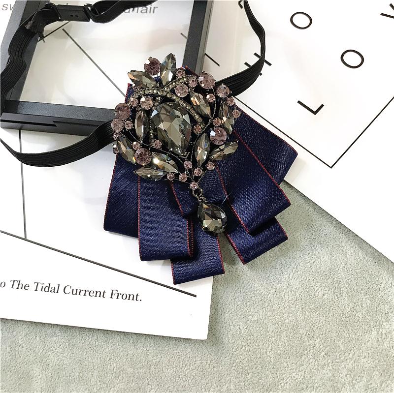 Korean Version of Bow Tie Female College Style Japanese Free-play Female Collar Flower Diamond Jewelry Shirt Accessories Male Bo