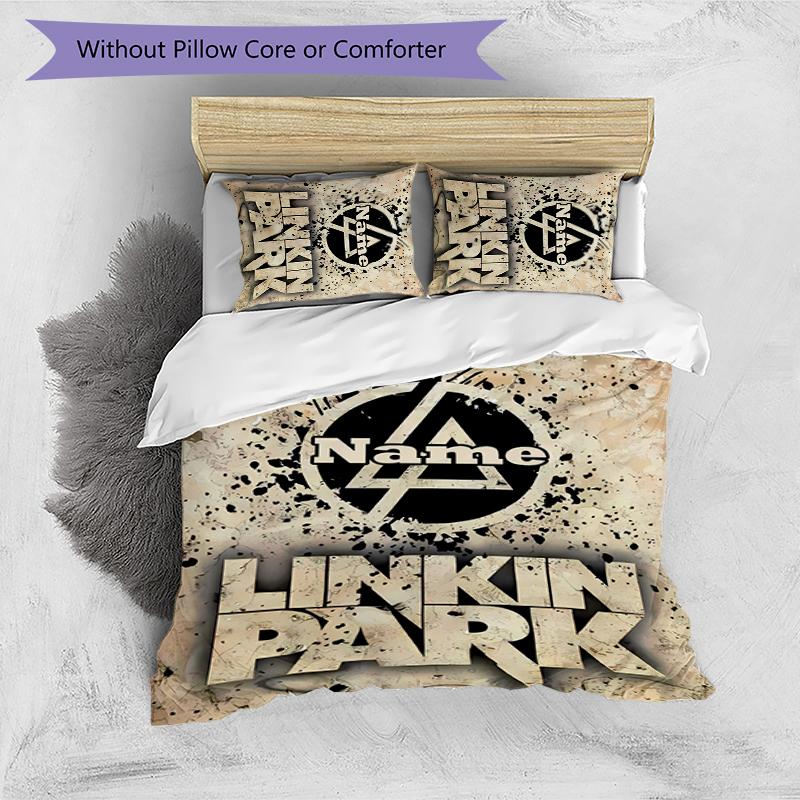 3pcs Custom Name Cartoon Linkin Park Bedding Set Duvet Cover Closure Includes 1 Duvet Cover & 2 Pillowcases for All Seasons Bedroom Decor