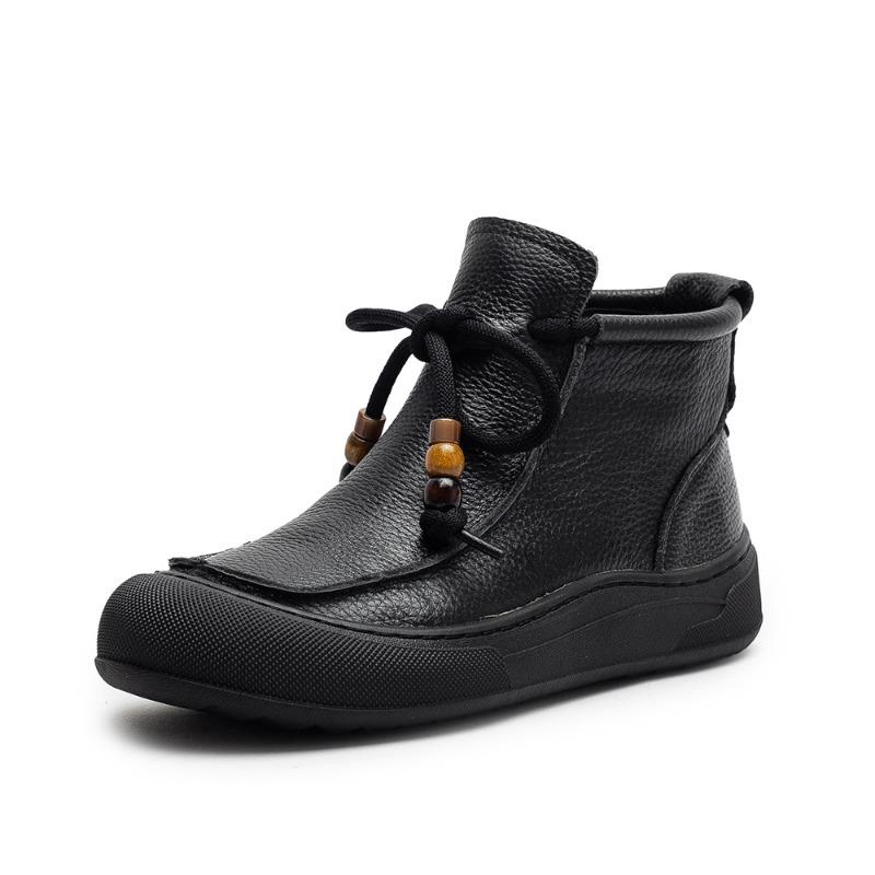 New Thick-soled Ankle Boots, Retro Fleece Plus-size Warm Women's Boots and Shoes