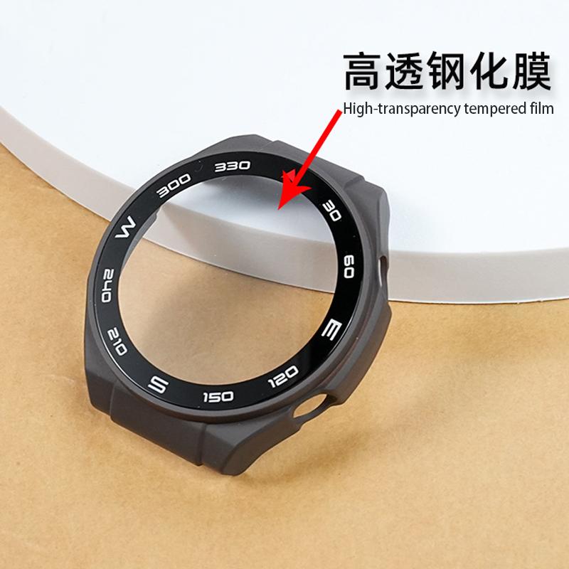 

Корпус + Закаленное Стекло Жесткий Чехол с Пленкой-Защитой Экрана для Huawei WATCH Ultimate Полное Покрытие Защита Экрана Huawei WATCH Ultimat серый