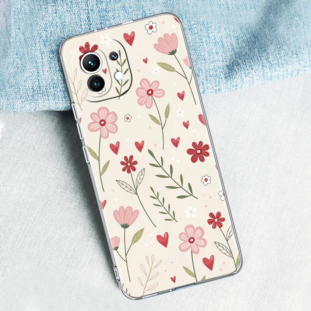 Phone Case For Xiaomi Mi 15 14 13 12 11 Lite 15T 13T 12T Pro Poco X7 X6 X5 Pro 5G X3 NFC F7 F6 F5 Cover Soft Pale Little Flower