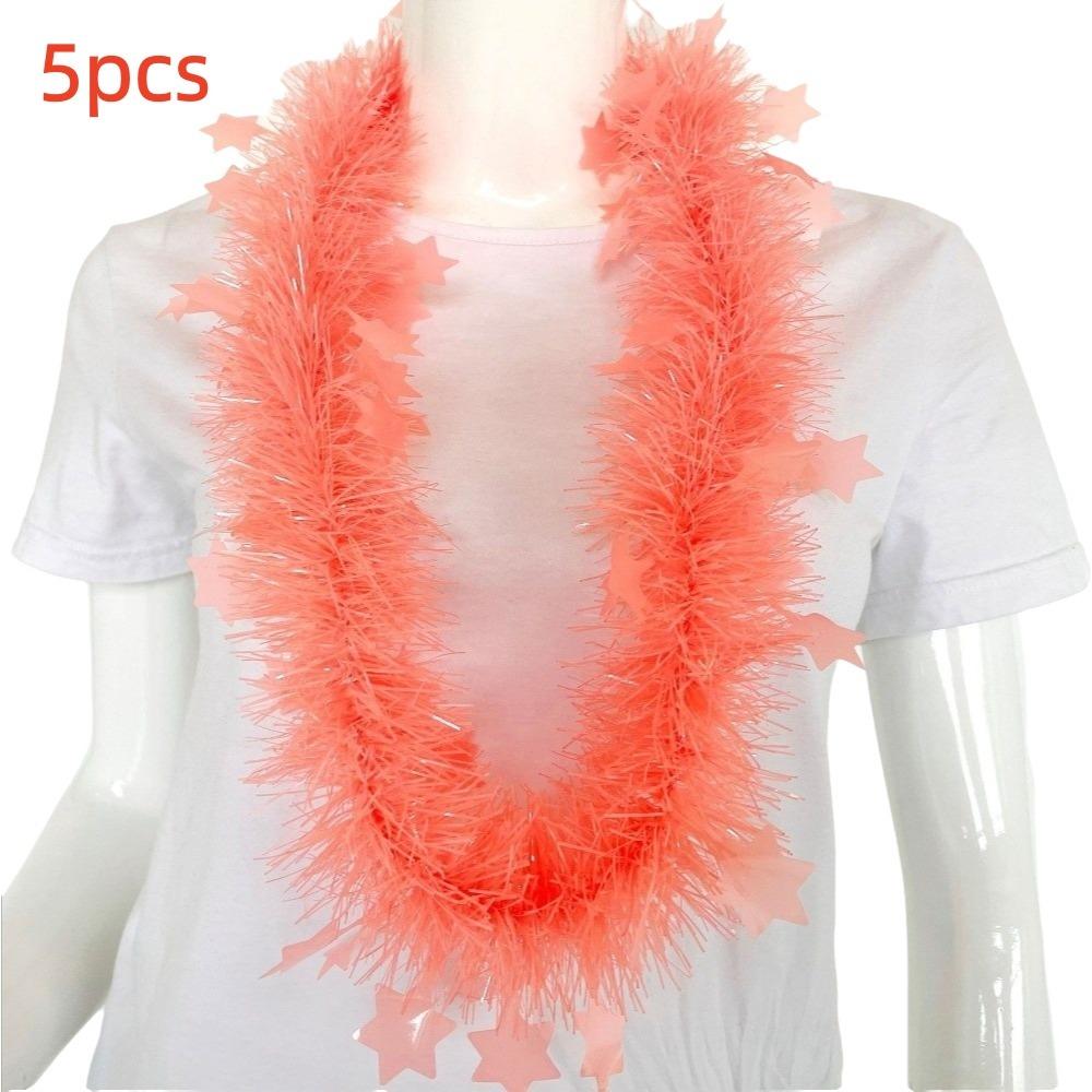 5pcs Glowing Large Fluorescent Garland Necklaces Five Star Lightweight Plastic Garland Birthdays
