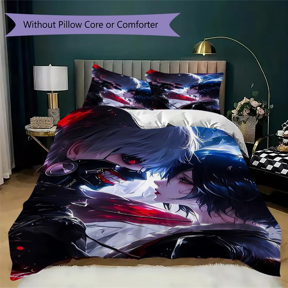 Tokyo Ghoul Pattern Bedding uilt Set uilt Cover Pillowcase Home Decoration Birthday Gift (1 * duvet cover + 2 * pillowcase without core)220