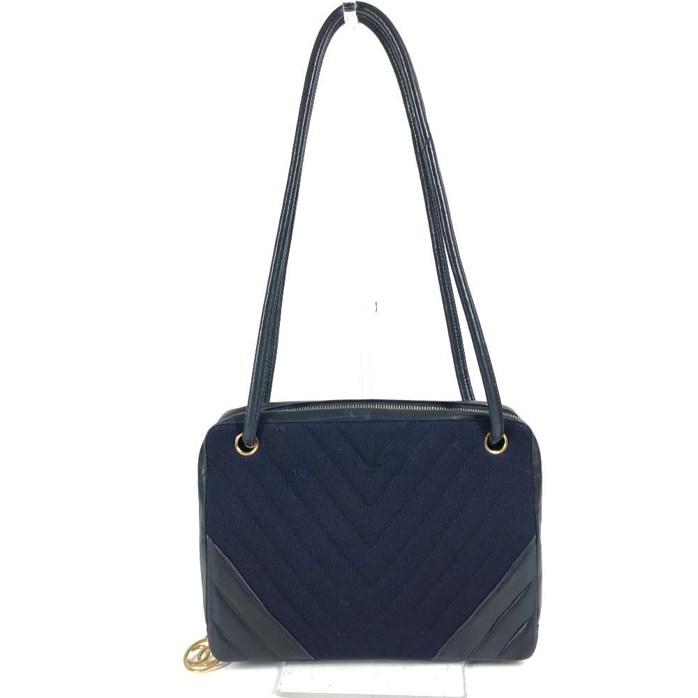 CHANEL vintage Quilted shoulder bag Shoulder Bag Jersey / Leather Navy
