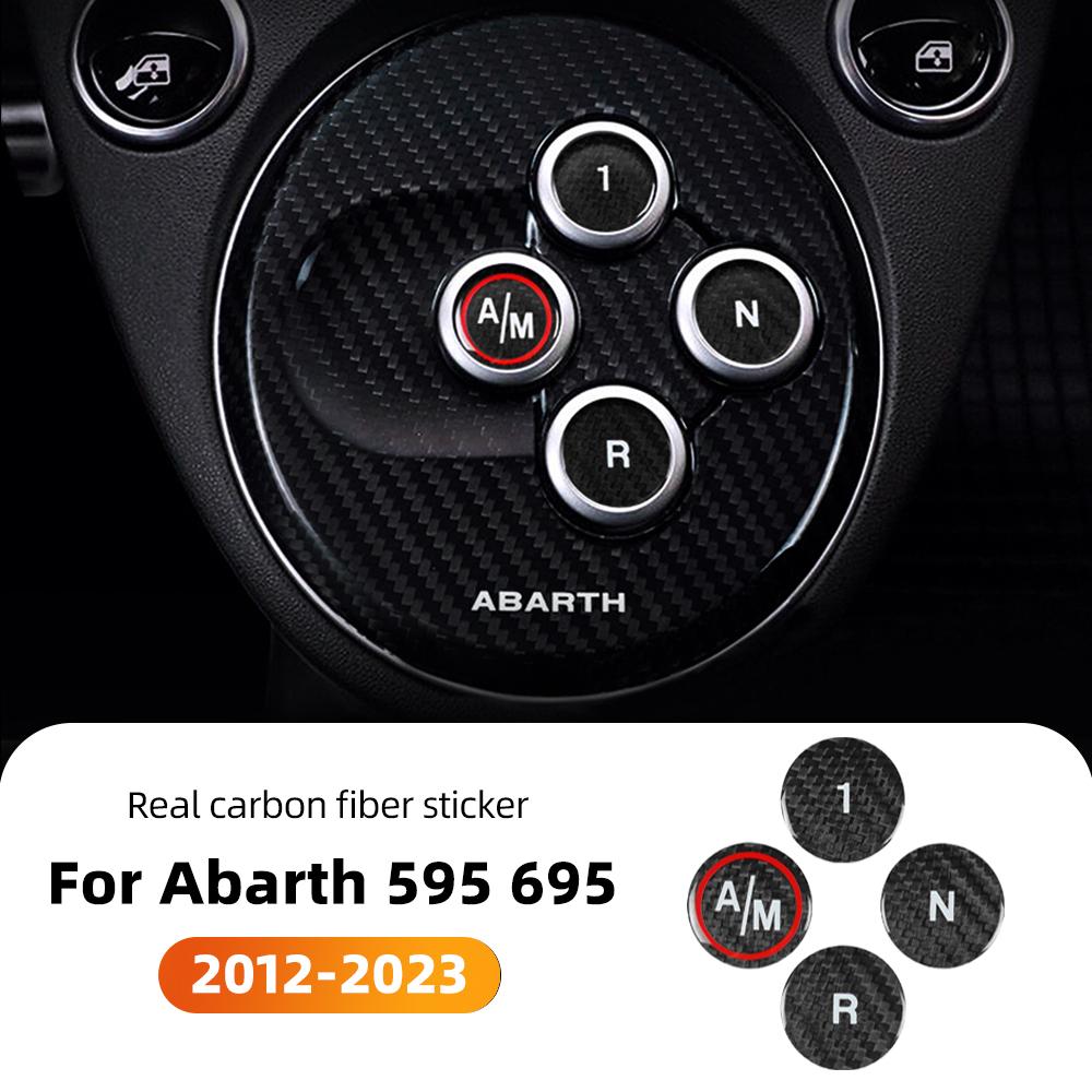 Carbon Fiber Car Gear Shift Button Switch Cover Sticker For Fiat 500 Abarth 595 695 12-23 Auto Interior Decoration Accessories чёрный