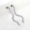 Fashionable And Luxurious Round Colorful Zircon Fringe Earrings With Exquisite Chain Accessories Versatile Ear Jewelry