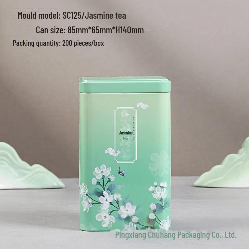 Universal Tea Storage Tin: Square Iron Box, 125g Capacity for White, Black, or Green Tea, Airtight and Empty.