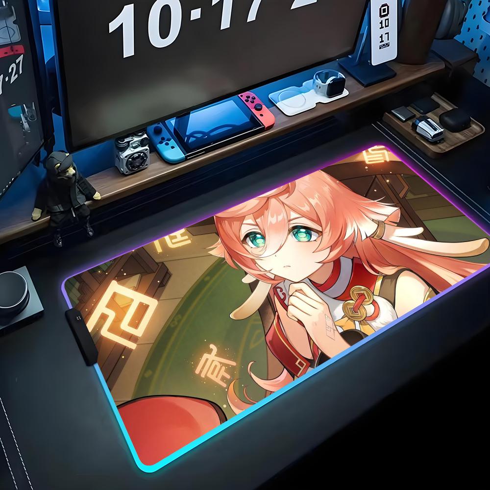 yan fei Mouse Pad RGB Gaming Mousepad Big LED Pad PC Desk Mat Luminous Mouse Pad Large Keyboard Mats Table Rug With Backlit