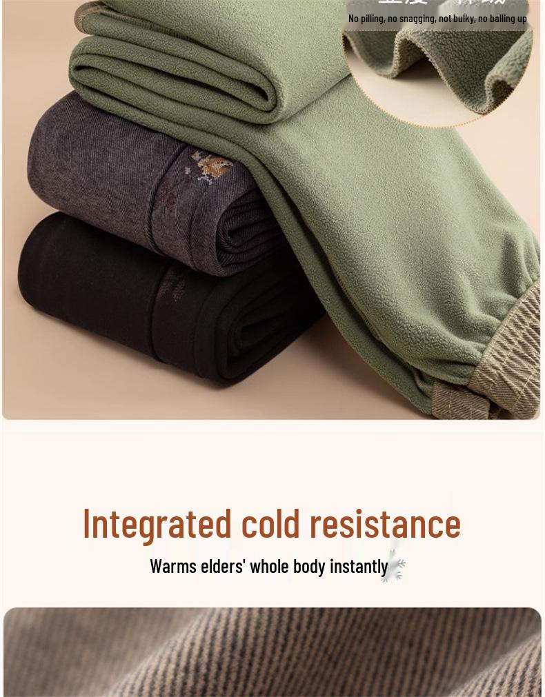 Plus Samt Elastische Taille Gerade Hosen für Mittleren Alters und Ältere Frauen von Mama - Winter Verdickt Lässige Hosen