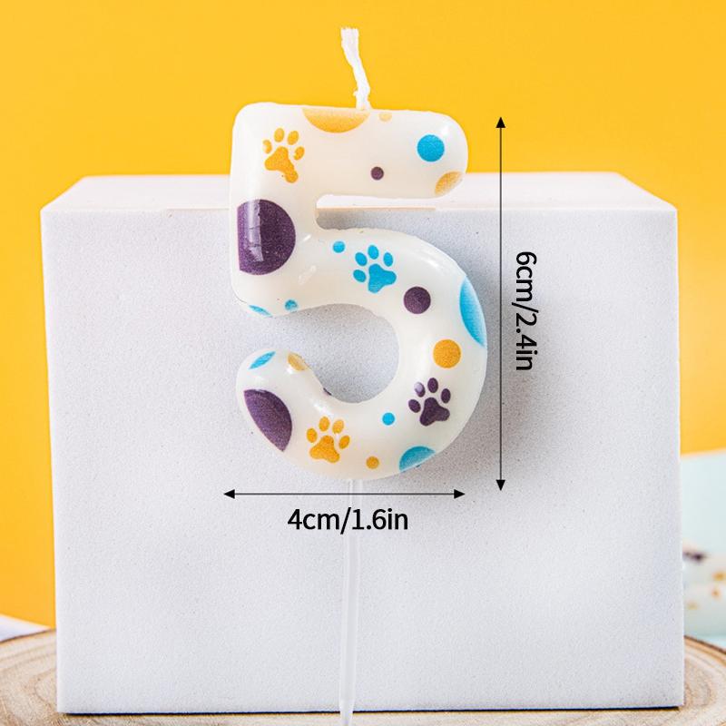 Kawaii Number Candles Digital Candle Cute Paw Top of the Cake Cute Cake Toppers Birthday Party Decoration Baby Shower Supplies