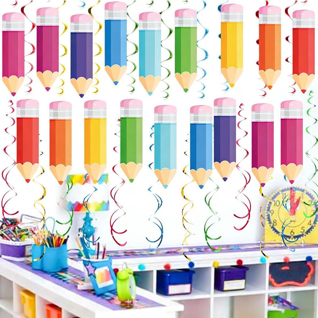 Party Ceiling Decorations Colorful Pencil Streamers Hangable Classroom Decor For Teachers School Classroom Home Kid Birthday