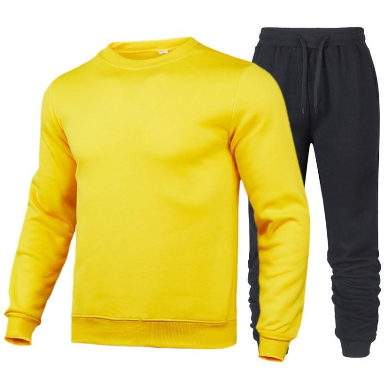 Mens Casual Sportswear Set Long Sleeve Hooded Top Full Length Pants Cotton Blend Comfort Fit