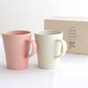 SAKUZAN Sara Mugs (2 Pieces) In a Wooden Box, Mino Ware, Made In Japan, Cream and Pink