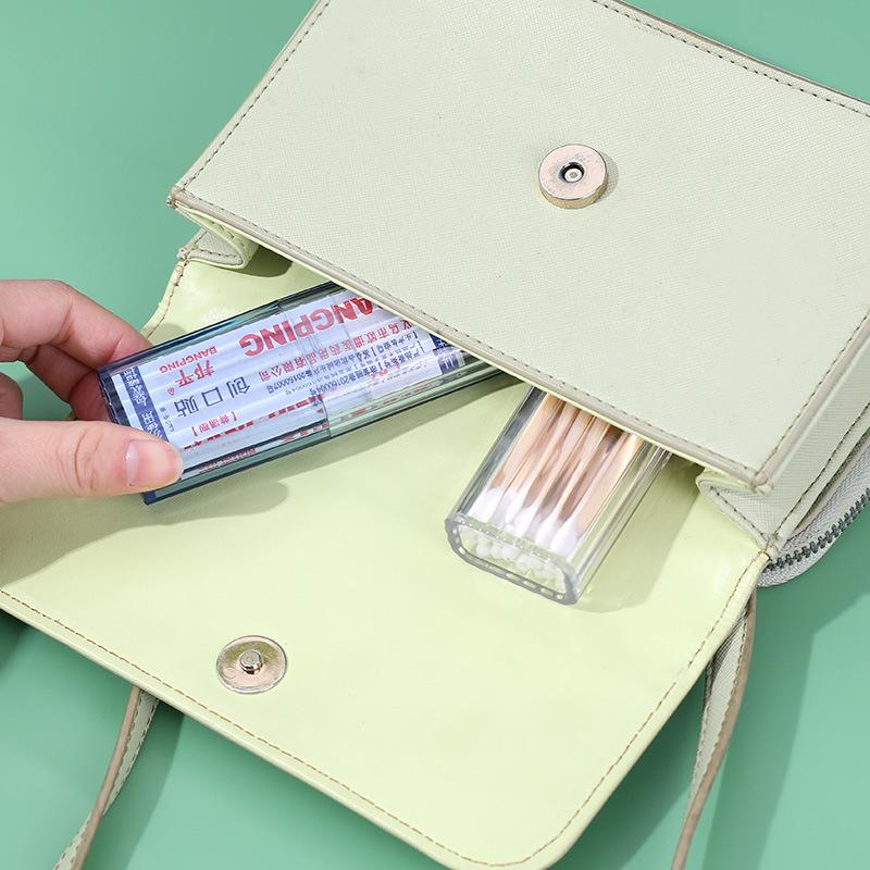 Portable Storage Box with Transparent Lid for Cotton Swabs, Dental Floss, Band-Aids, Rubber Bands & Small Items