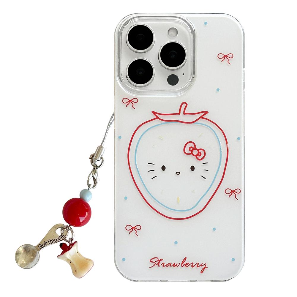 Cute Strawberry Cat IPhone 16 Case, Compatible with IPhone 17 Pro Max, Multi-Size Protective Case