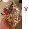 50/100Pcs Christmas Bamboo Skewer Cocktail Picks Cupcake Topper Disposable Food Dessert Toothpicks New Year Party Decor Supplies