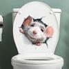 Funny Mouse Toilet Sticker, Self-Adhesive Removable No Trace Decal for Bathroom Decoration