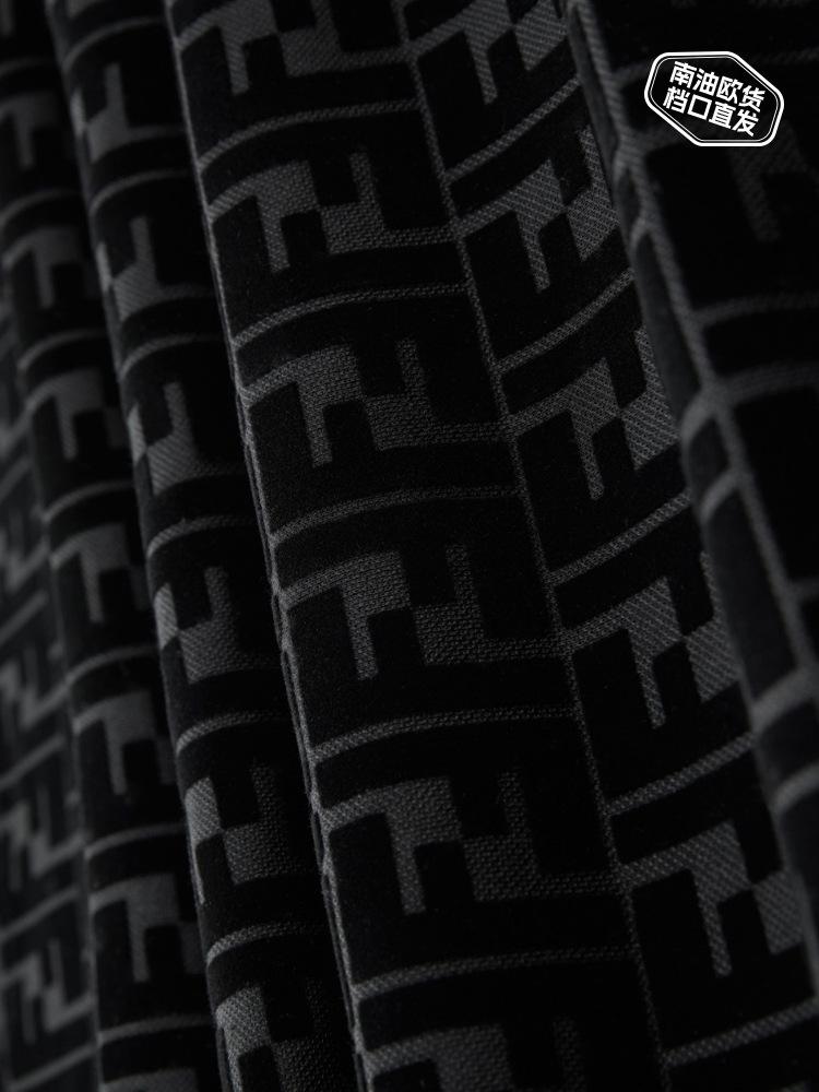 Unisex Černá Žakárová Pletená Mikina s Designem Písmen, Dlouhý Rukáv, Kulatý Výstřih