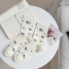 Female Spring and Autumn New Cute Dog Cartoon Student White Tube Cotton Socks