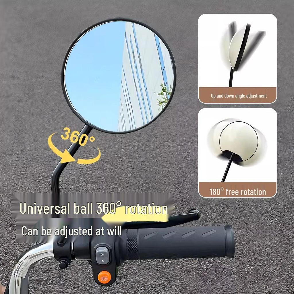 Universal 360° HD Convex Rearview Mirror for Electric Vehicles - Anti-Dizziness, Wide View, Ideal for Cycling