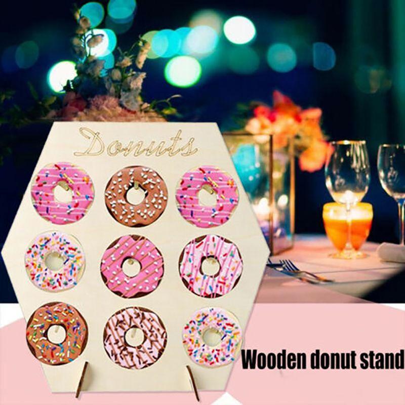

Donut Wall Display Stand Wooden Donut Holder Table Dessert Birthday Party