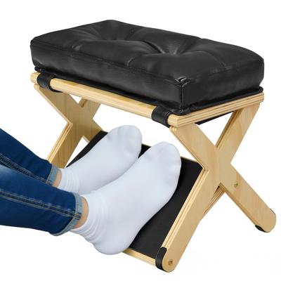 Wooden Under-Desk Footrest with Non-Slip Rubber Stepping Surface Ergonomic Foot Stool for Home Office Gaming Work Posture