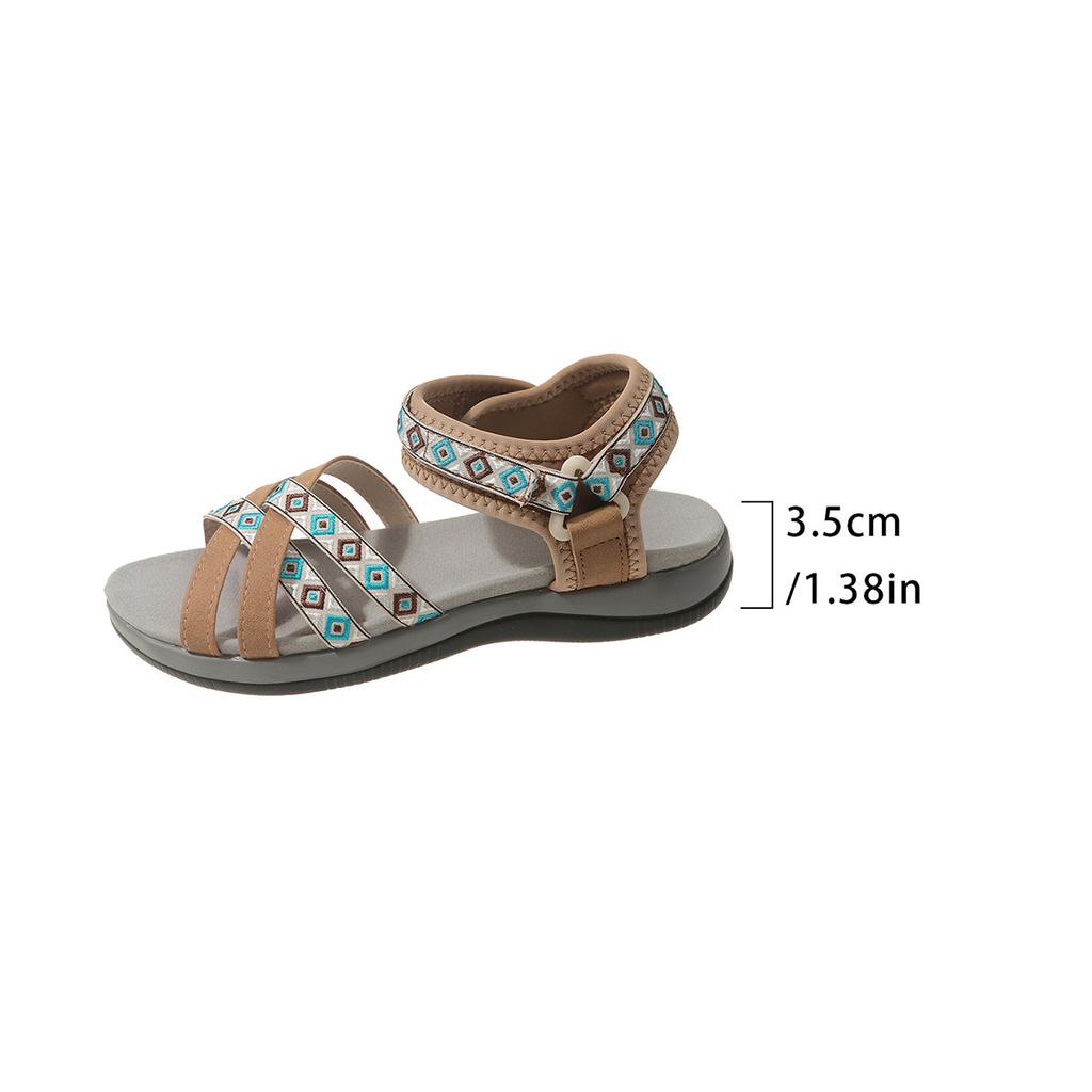 European and American Large-size Sandals 22 Summer New Wedge Heel Velcro Bohemian Beautiful Sandals