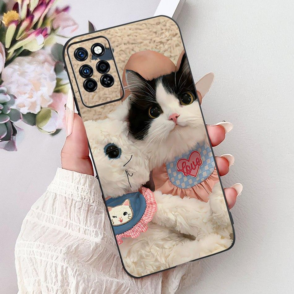 For Infinix Note 10 Pro Note10 Elegant Butterfly Cat Printed Phone Case For Infinix Note 10 10Pro NFC Black Silicone Soft Cases