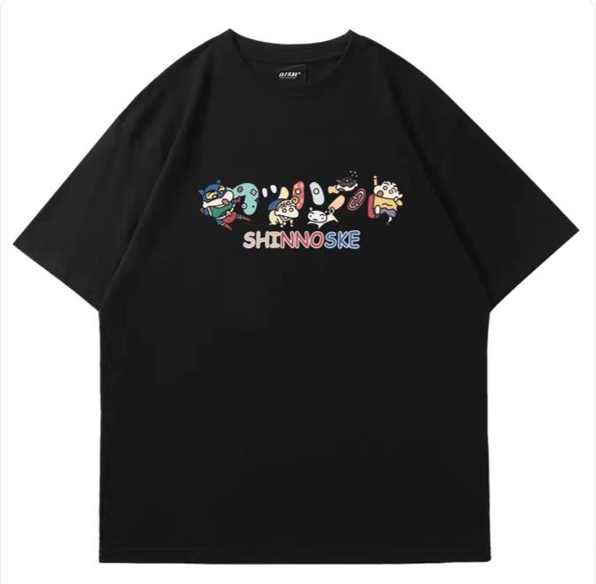 

Crayon Shin Chan Shinnosuke Print Casual T Shirt Cute Anime Short Sleeve Tee for Unisex Women S