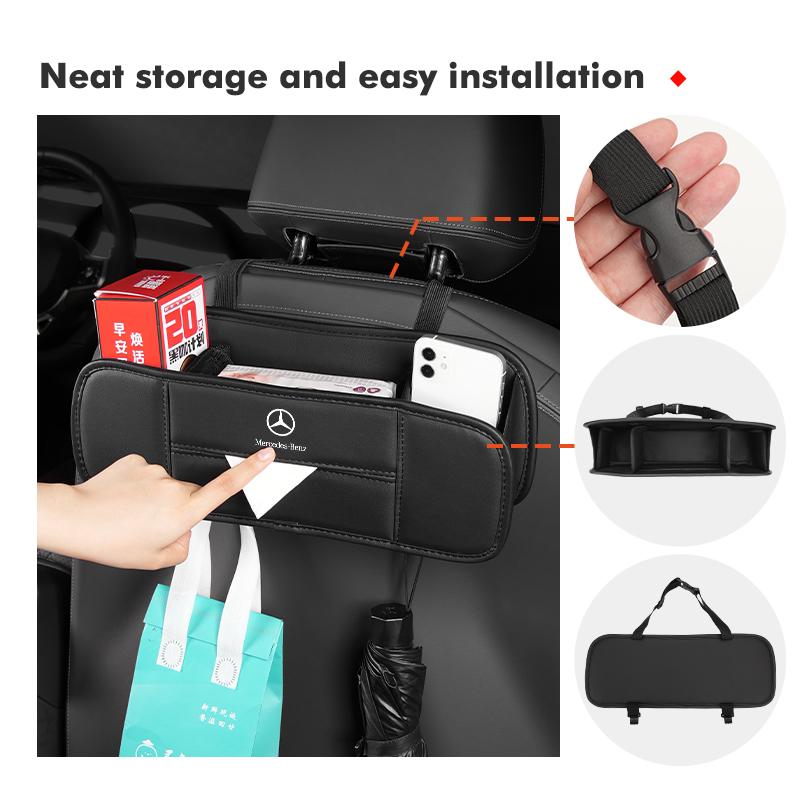 XDFMN1 Hot 2026 New For Benz Car Seat Backrest Tissue Box Multifunctional Organizer Storage Box For Mercedes Benz AMG A C E S G Class W