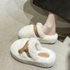 2025 Fall/Winter New Platform Toe Wool Slippers Women's Outer Belt Buckle Plus Size 35-42 Home Cotton Slippers
