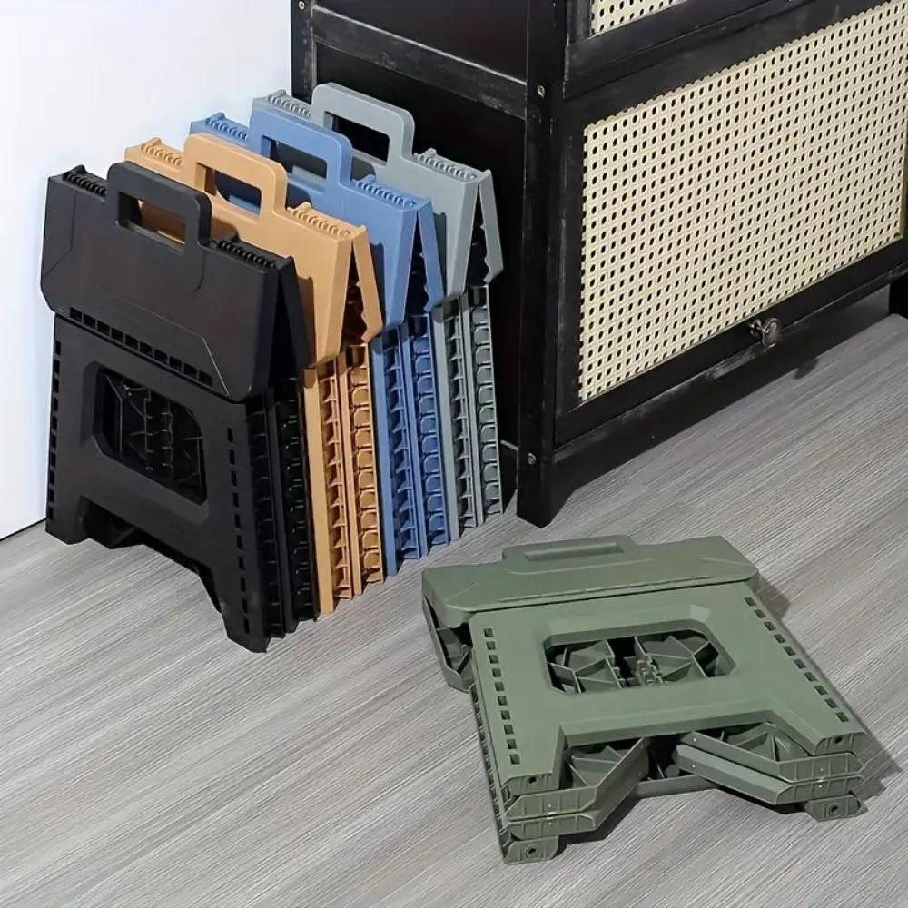 Heavy-Duty Thickened Portable Folding Stool with Handle - 1 Pack Square Plastic Collapsible Stool for Indoor, Gatherings, Picnic
