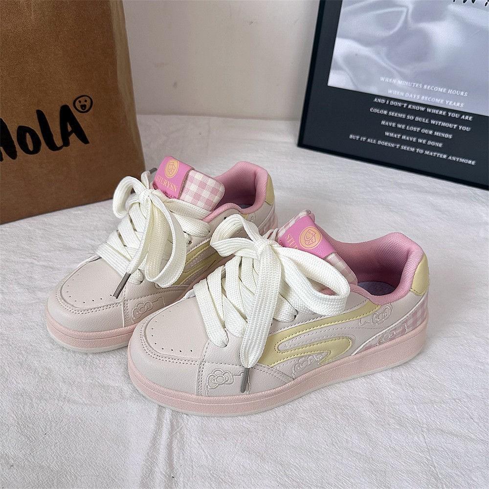 

Cute pink color matching bread shoes women s summer new fashion student versatile sports and leisure board shoes 35 розовый