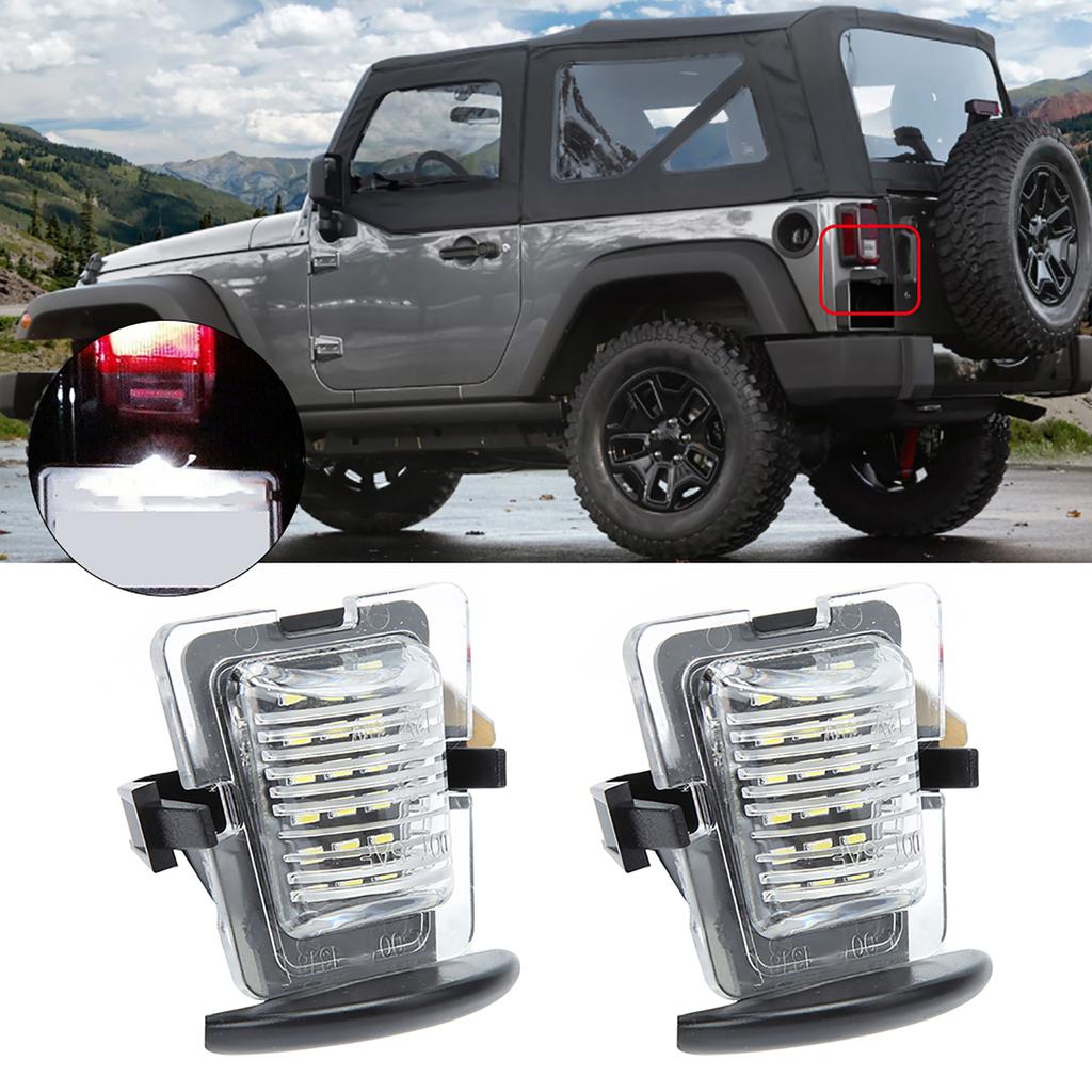 Pair of LED License Number Plate Lamp Light Fit for Jeep Wrangler JK 20072018DC12V